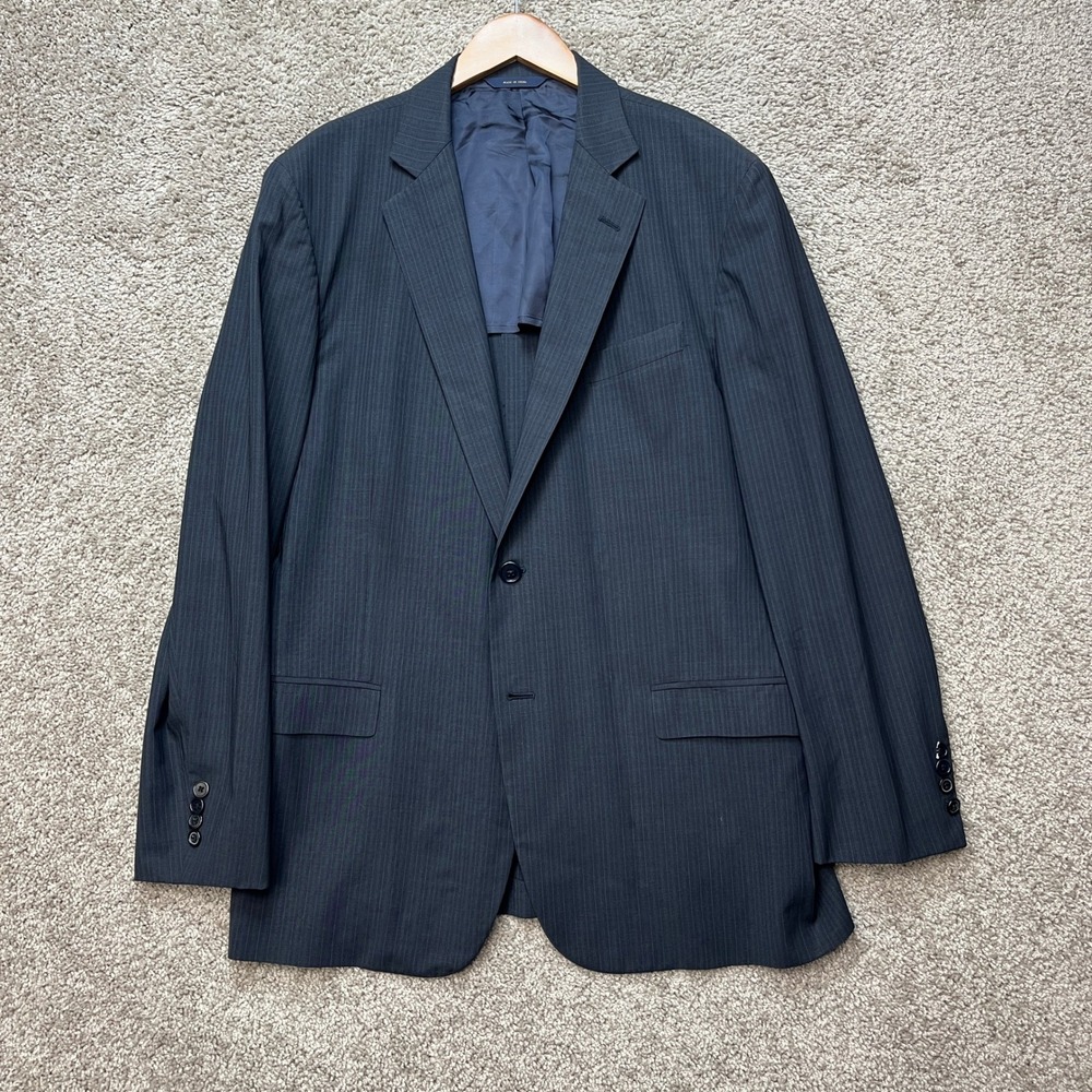 Brooks Brothers Suit Jacket Mens 44R Navy Blue Fitzgerald Pinstripe‎ Full Canvas